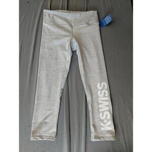 New K swiss Women's Active capri Leggings yoga pants gray sz XS ~#407